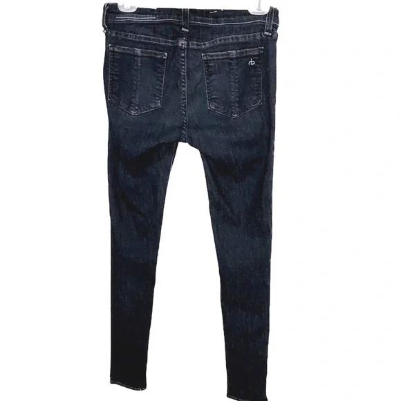 RAG & BONE Mid-Rise Black Rae Skinny Dark Wash Cotton Blend Jeans Size 27 - Picture 4 of 8